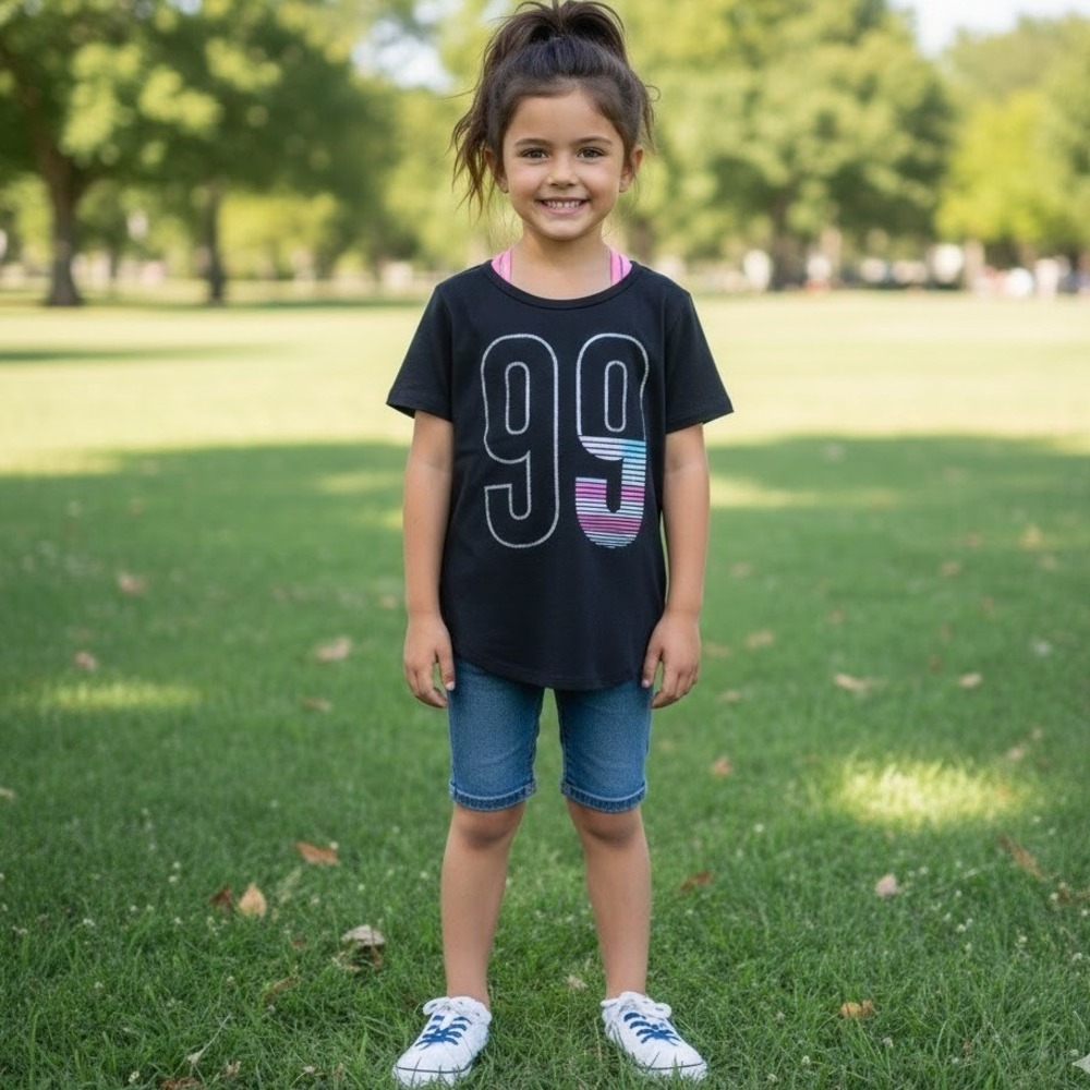 SO Juniors 99 Graphic Crossback Tee Shirt Black Child Size S 10 NWT